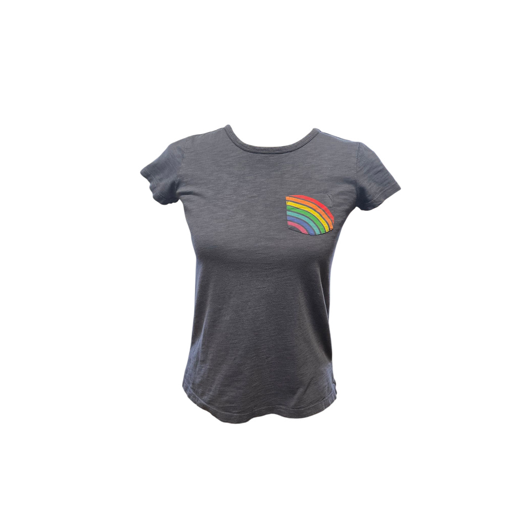 Primary kids blue/gray rainbow shirt, size 10
